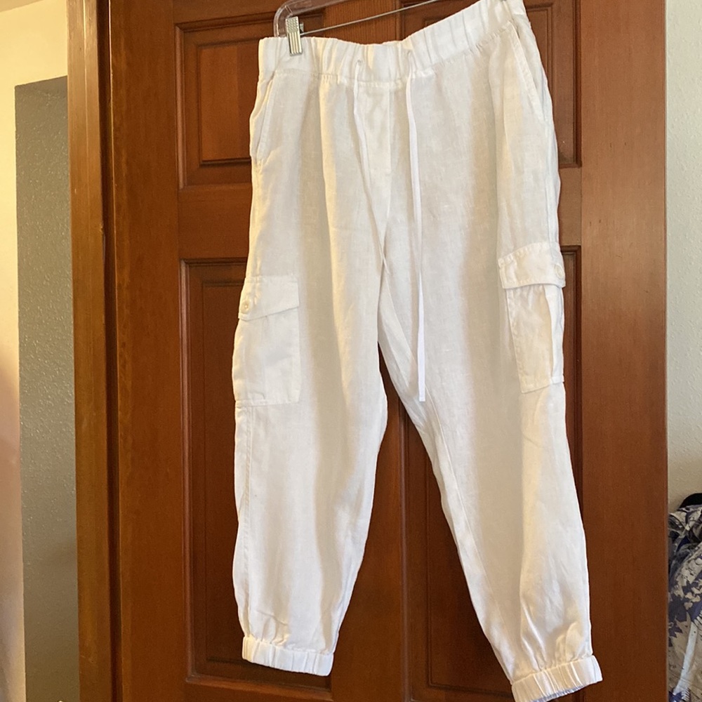 Talbots White 100% Linen Pants Size Small-Petite.